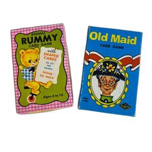 VTG Old Maid & Animal Rummy Card Game Decks Warren Paper Products USA Made